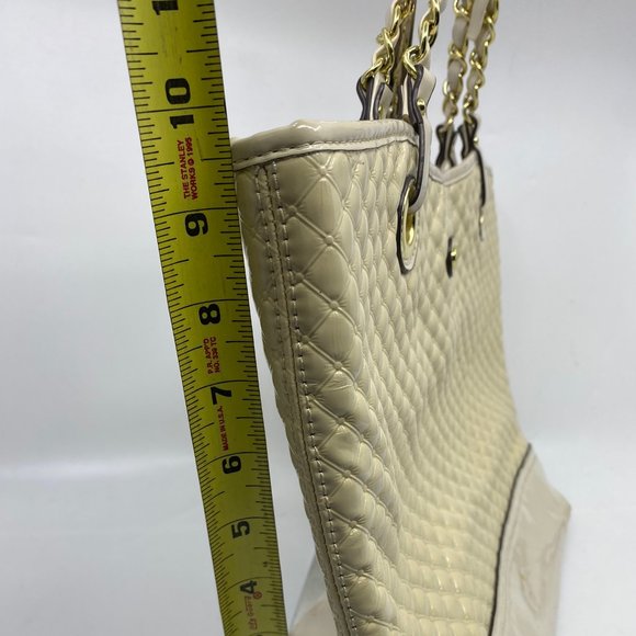 ANNE KLEIN Tan Cream Quilted Leather Tote Bag - Picture 5 of 10